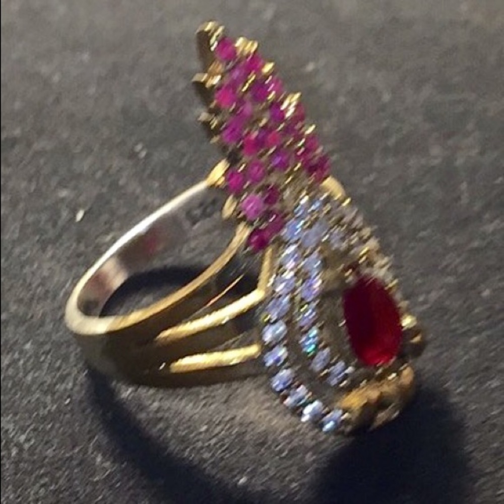 Ruby & white topaz, Sterling Ring - Picture 4 of 4